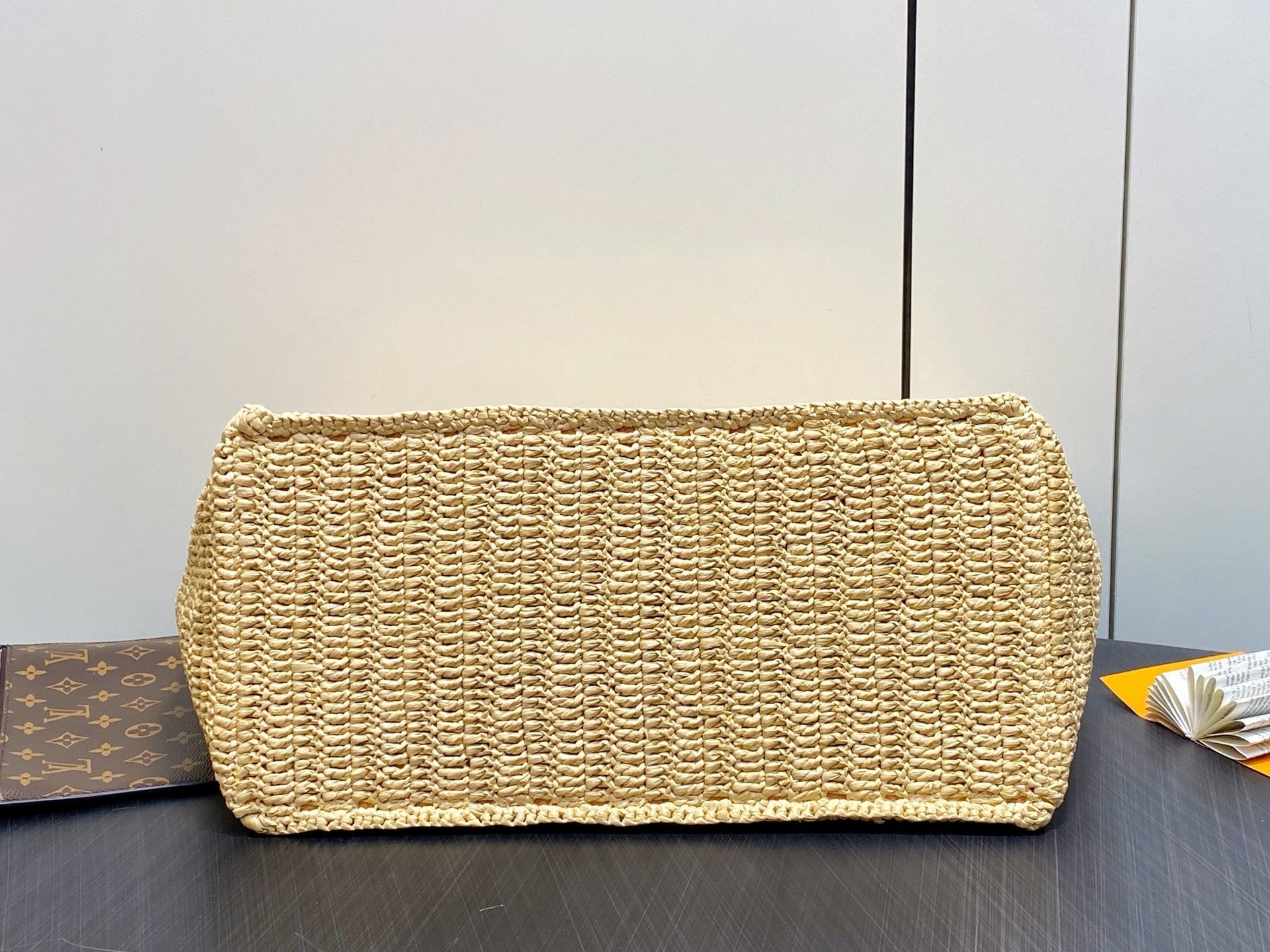 LV Summer Shopper Tote MM 44cm Beige Raffia