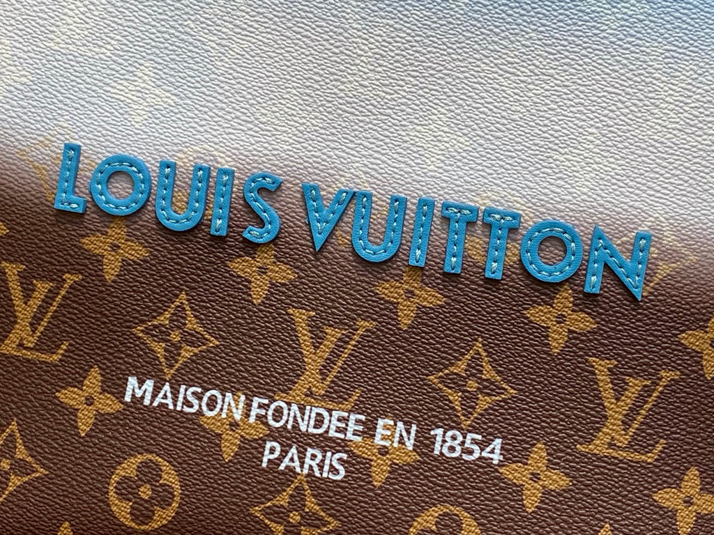LV 2025 Blue Gradient Square Tote Shopping Bag Cowhide 343985