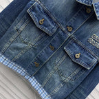 Miu Blue Washed Denim Blouson Jacket