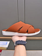 LP INTERWOVEN STRAPS SLIPPERS FIRE CALFSKIN