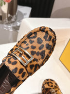 Fendi 2025 Leopard Print Loafer Brown mix Black Calfskin 560513