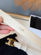 CL Black 25mm Triomphe Enamel Belt White Cowhide 616415