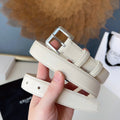 CL Sliver 25mm Triomphe Belt White Cowhide 616409