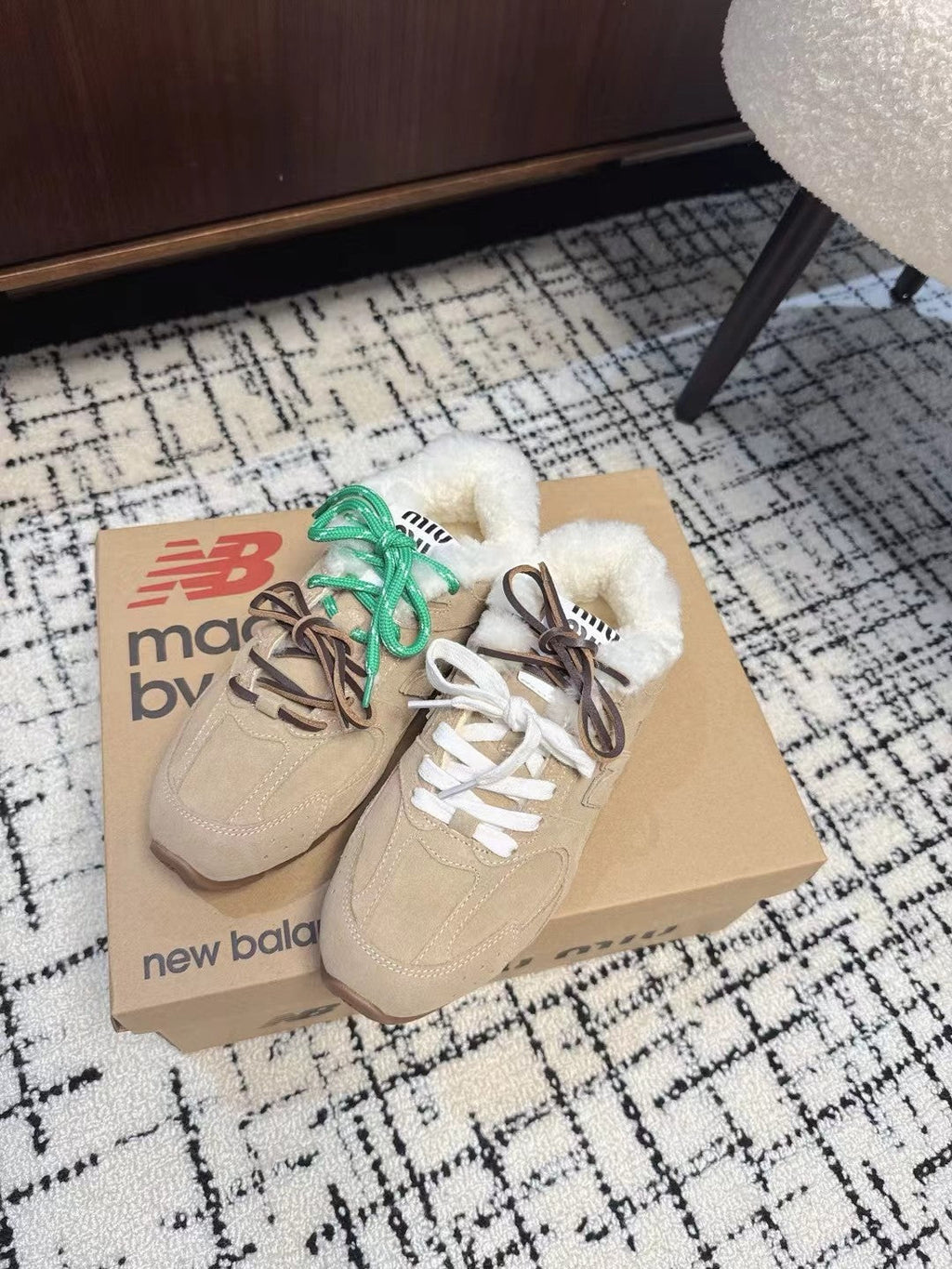 Miu Balance 530 SL Sneakers Fleece Lining In Light Brown Suede