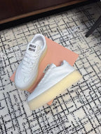 Miu Balance Sneakers White Calfskin