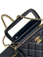 CC Vanity Case 17cm Black Leather Gold Hardware 238495