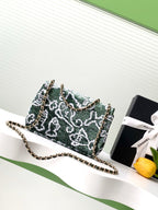 CC 25C Dark Green White Sequin Gold Hardware