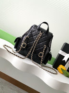 cc 25S Backpack 25cm Black Mesh Calfskin