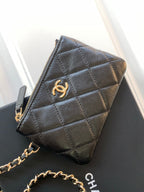 CC 25S Rectangle Black Cluth Bag With Chain