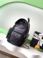 cc 25S Backpack 31cm Black Mesh Calfskin