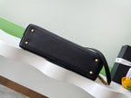 cc 25S Vintage Flap Bag 33cm Top Handle Black Calfskin