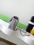 cc 25S Flap Bag 20cm Silver Raffia