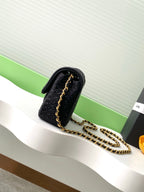 cc 25S Flap Bag 20cm Black Raffia