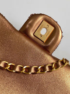 cc 25S Flap Bag 21cm Brown Gold Sequin Calfskin