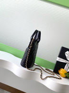 CC 25A Clutch With Chain 18cm Black Suede Calfskin