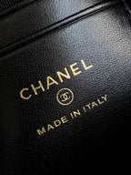 CC 25A Clutch With Chain 18cm Black Suede Calfskin