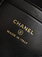 CC 25A Clutch With Chain 18cm Grey Suede Black Calfskin