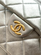 Chanel 25K Backpack Silver Gold Metallic Lambskin 295193