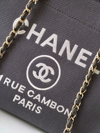CC 2025 Deauville Tote Bag Gray Canvas