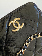 CC 2025 Phone Bag 18cm Black Cowhide 310331