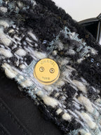 CC 2025 Bag Black Tweed Fabric Leather
