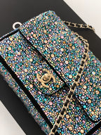 Chanel 2026 Flap Bag 21cm Blue mix Colors Sequin Leather 325283