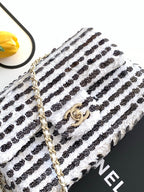 Chanel 2026 Bag 21cm White Black Sequin 331213