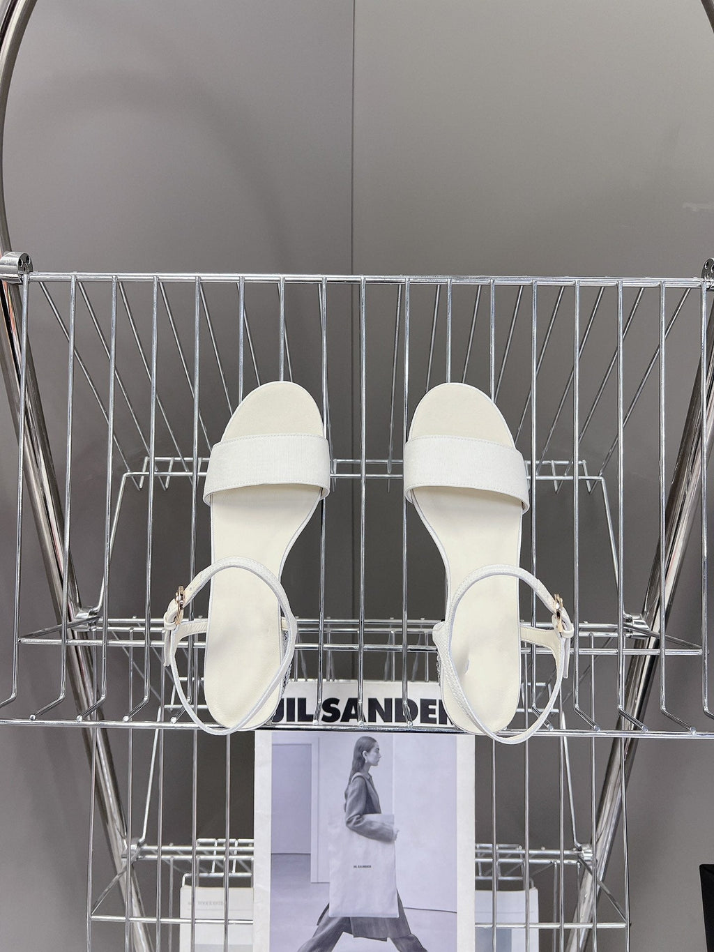 slingback sandal 45 white calfskin crystal