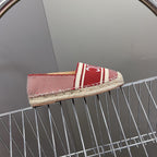 NEW FLAT FISHERMAN SHOES CARO RED COTTON CANVAS