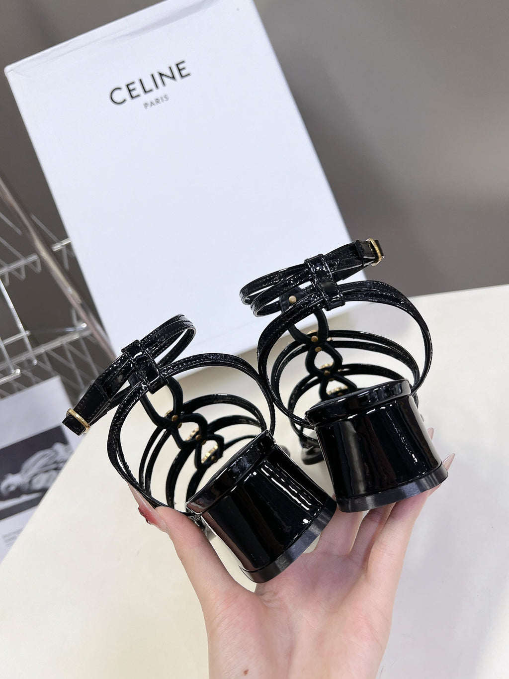 CELINE Sandals Clemence Multi Black Leather