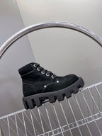 LV Checker Ankle Boots Black Suede
