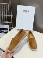 LOAFER IN PEANUT BROWN SUEDE AND WOVEN RAFFIA