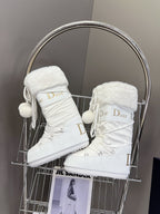 CD Short Boots 60mm In White Cowhide With Feather 989719