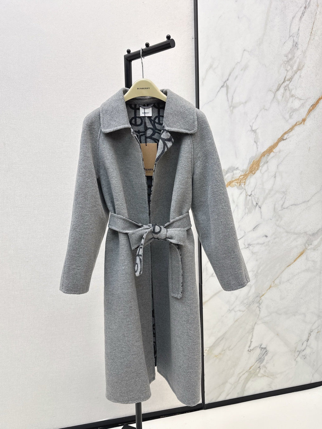 Burberry 25 Long Coat Gray Wool