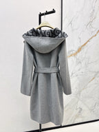 Burberry 25 Hooded Long Coat Gray Wool