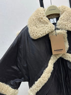 Burberry 25 Shearling-trimmed Bomber Jacket Black Cream Fur Leather