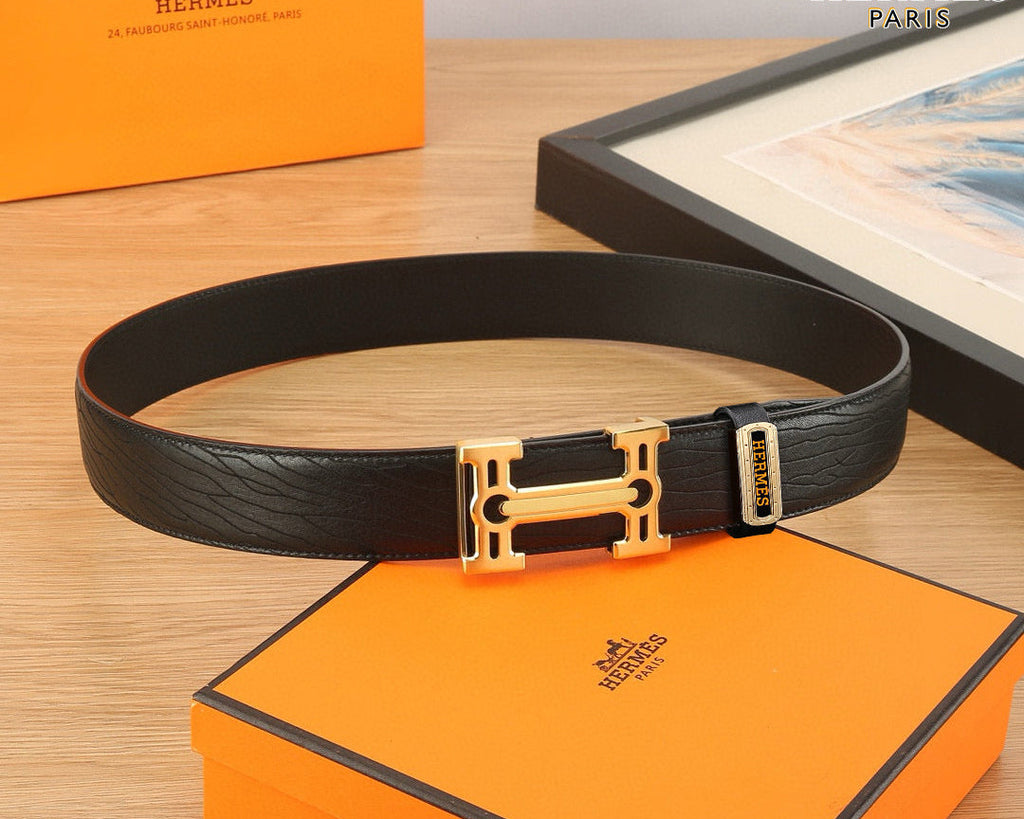 HM Constance Belt 38mm Black Togo Leather 619663