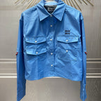 Miumiu 2026 Cropped Shirt Blue Cotton