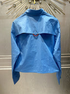 Miumiu 2026 Cropped Shirt Blue Cotton