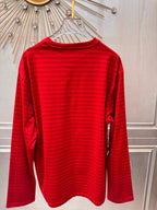 Miumiu 2026 Striped Long-Sleeve T-Shirt Red Cotton