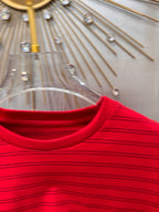 Miumiu 2026 Striped Long-Sleeve T-Shirt Red Cotton