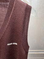 Miumiu 2026 Knit Vest  Coffee Brown Wool