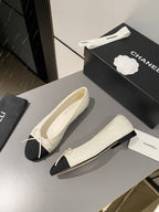 ballet flat white gold tweed black grosgrain