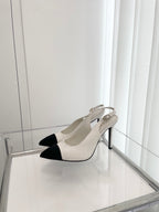 CC Slingback 95mm White Lambskin And Denim Fabric
