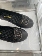 CC Ballet Flats 10mm Black Quilted Lambskin
