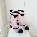 CC 25 Short Boot Pink Black Mesh Fabric 411467
