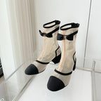CC 25 Short Boot Beige Black Mesh Fabric 411469