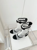 CC 25 Short Boot Black White Mesh Fabric 411470