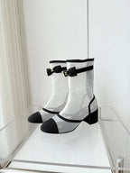 CC 25 Short Boot Black White Mesh Fabric 411470