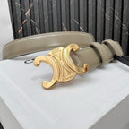 CL TRIOMPHE 25 MM BELT IN OLIVE GREEN CALFSKIN GOLD HARDWARE